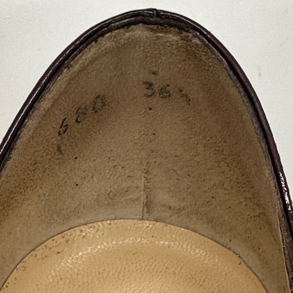 SOLD Christian Louboutin Burgundy Patent Leather  Zeppa Wedge Pumps Size 36.5 - Picture 7 of 9